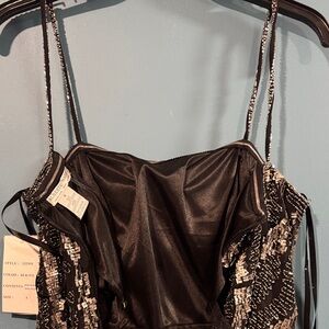 Black Sequin Spaghetti Strap Dress